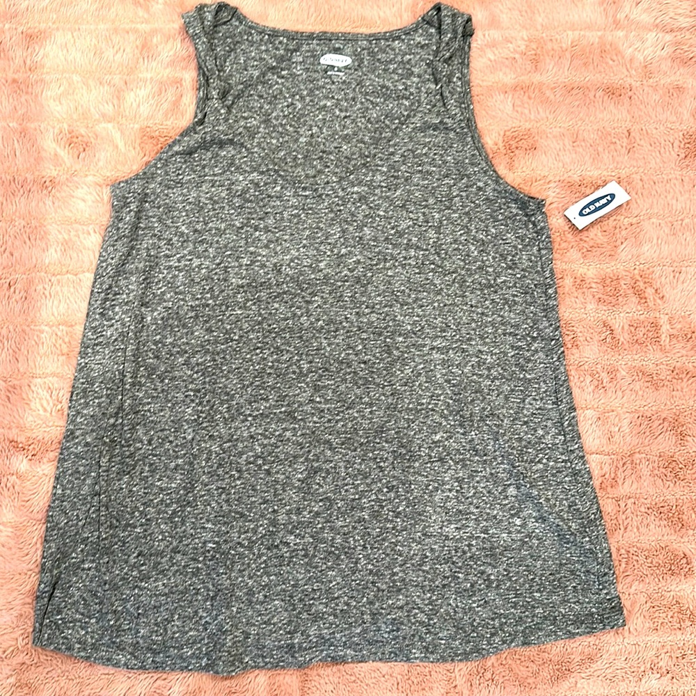 Gray linen blend knitted strap tank